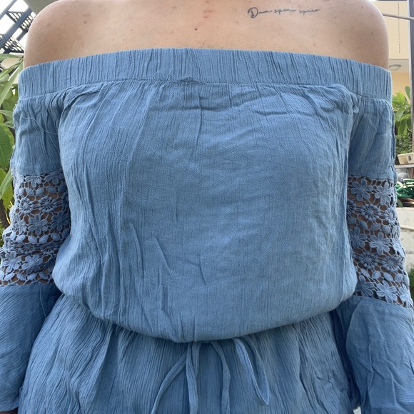 NWOT Blue Off Shoulder Romper / Playsuit - Picture 3 of 5